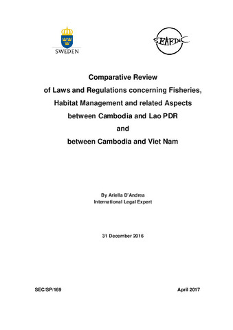 Comparative Review of Laws and Regulations concerning Fisheries