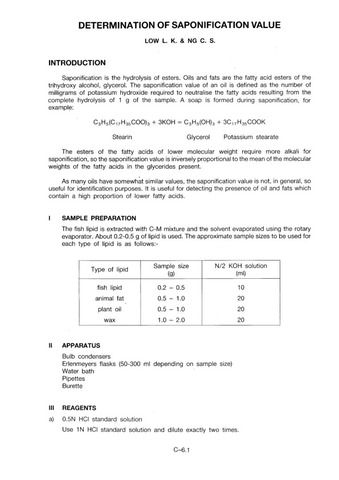 Analysis Of Oils Determination Of Saponification Value