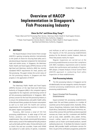 Overview of HACCP implementation in Singapore's fish processing industry