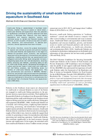 Epaper Csr Driving the sustainability of small-scale fisheries and aquaculture in ...